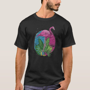 T-shirt Flamant rose exotique d'animal tropique rétro rose