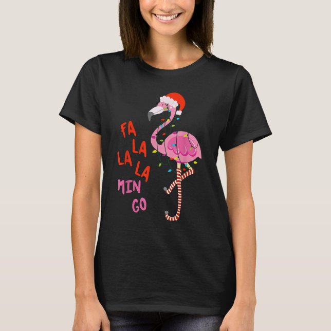 T-shirt Flamant rose Fa La La La mingo pour Noël (Devant)