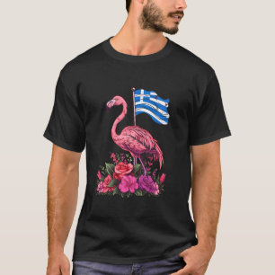 T-shirt Flamant rose floral Grèce Fierté grecque Drapeau g