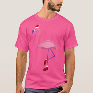 T-shirt Flamant rose Funny Santa Hat Père Noël Bottes Flam