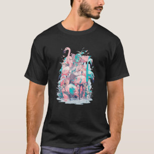 T-shirt Flamant rose Girl in drôle Pastel japan Anime Aest