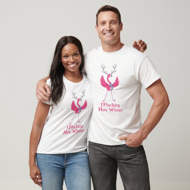 T-shirt Flamant rose I Flocage Haine Winter (Unisexe)