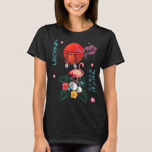T-shirt Flamant rose japonais Otaku Pagode noix de coco & 