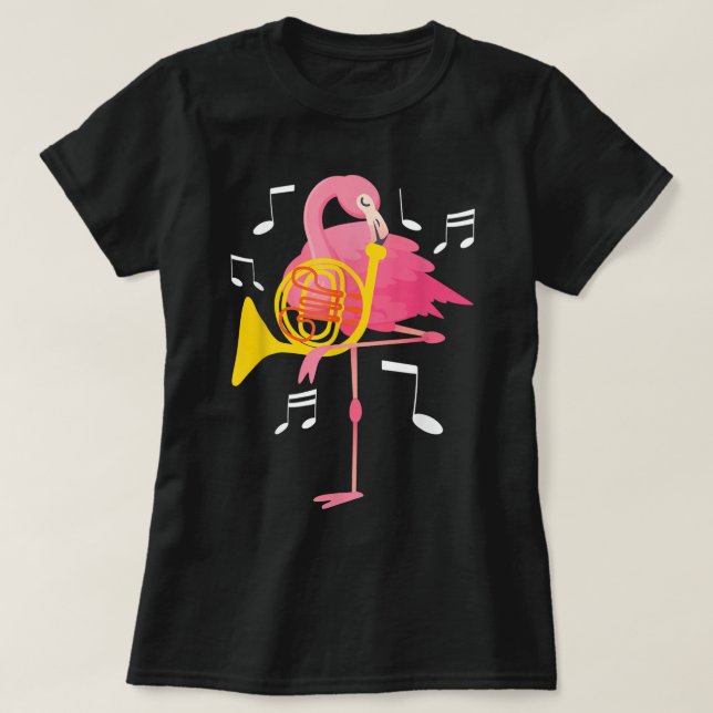 T-shirt Flamant rose Jouer Français Horn Joueur Français H (Design devant)