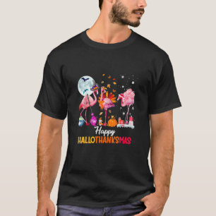 T-shirt Flamant rose Joyeux Hallothanksmas Drôle Halloween