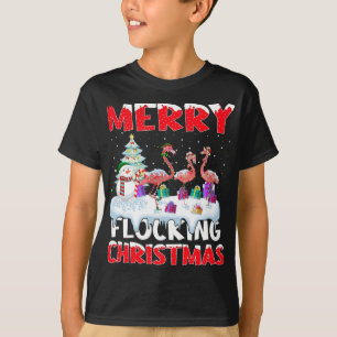T-shirt Flamant rose Lover Xmas cadeau Joyeux Flocking Noë