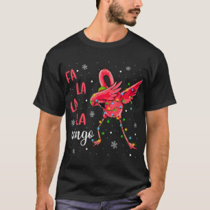T-shirt Flamant rose lumières de Noël Funny Noël Santa Hat