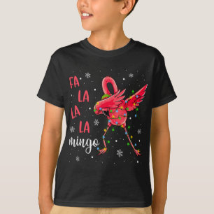 T-shirt Flamant rose lumières de Noël Funny Noël Santa Hat