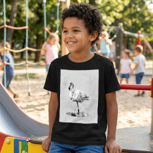 T-shirt Flamant Rose Monochrome Élégant à l'Aquarelle
