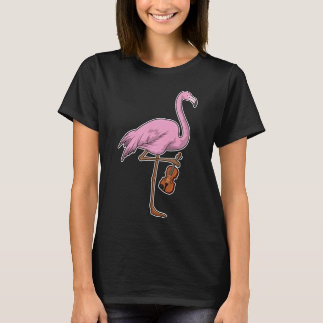 T-shirt Flamant rose musicien Guitare Musique (Devant)