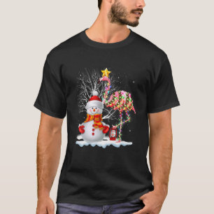 T-shirt Flamant rose Noël Arbre Snowman Santa Hat Flamant