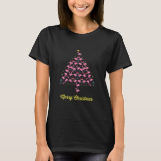 T-shirt Flamant rose Noël Arbre Tropical Noël