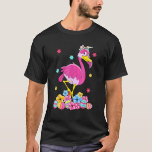 T-shirt Flamant rose Pâques mignon Oeufs lapins Fleur Prin