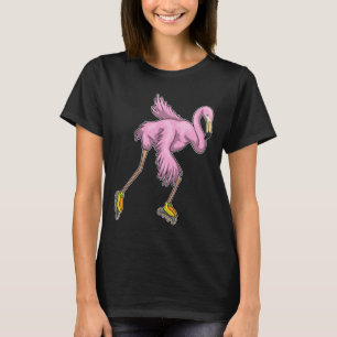 T-shirt Flamant rose Patinage en ligne Patins à rouleaux