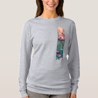 T-shirt Flamant rose pinceau art