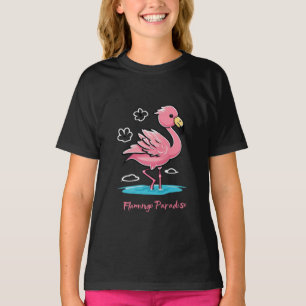 T-shirt Flamant rose rose bébé dans l'eau