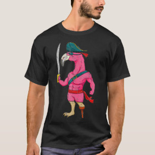 T-shirt Flamant rose rose Pirate vintage Avec Halloween D'