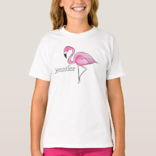 T-shirt Flamant rose rose Preppy Personnalisé