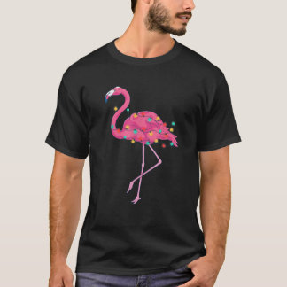 T-shirt Flamant rose rose tropical Hawaï Noël d'été Noël