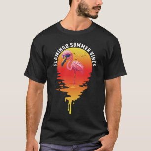 T-shirt Flamant rose rose Vibes d'été Drôle cadeau Flamant
