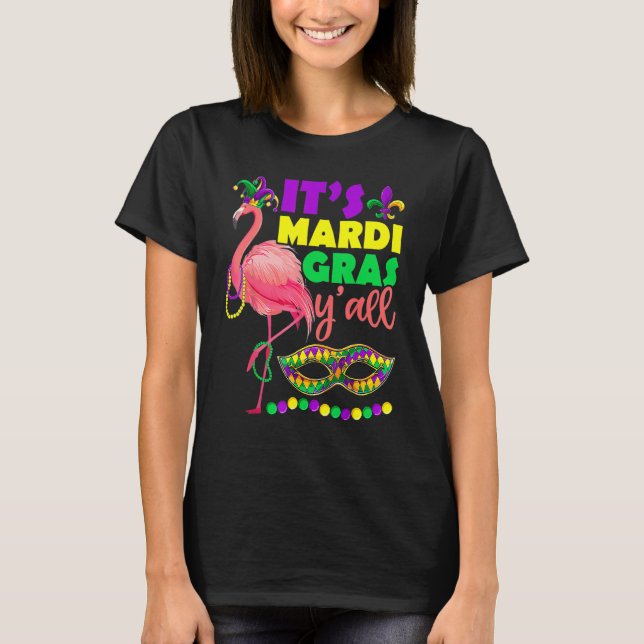 T-shirt Flamant rose Son Mardi Gras Yall Carnival Jester C (Devant)