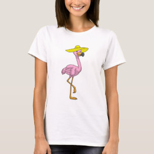 T-shirt Flamant rose sur la plage avec Casquette
