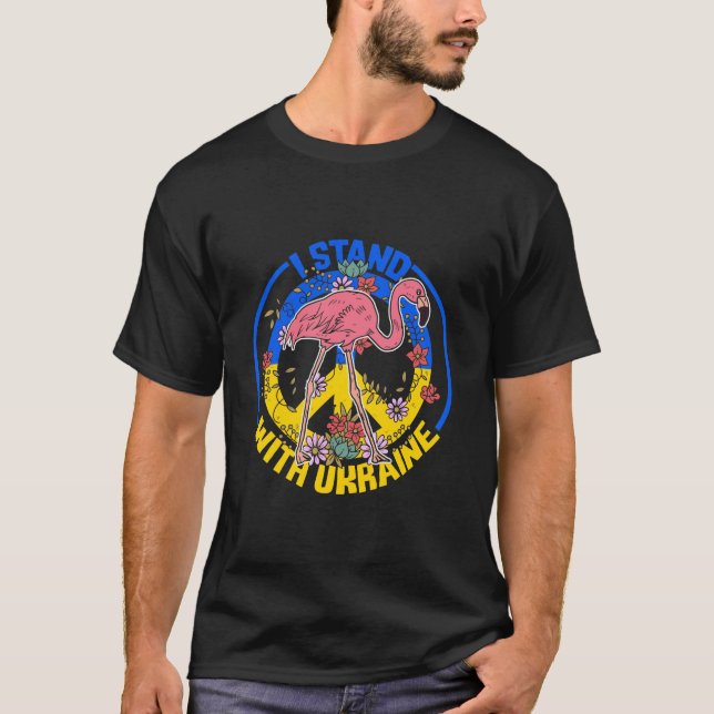 T-shirt Flamant rose Tournesol Ukrainien Drapeau Je me tie (Devant)