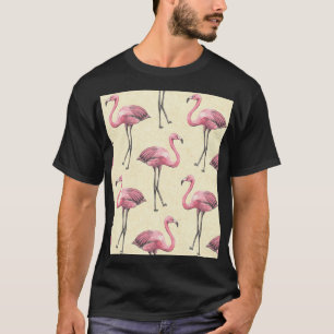 T-shirt Flamant rose tropical : Aquarelle Fond d'écran Del