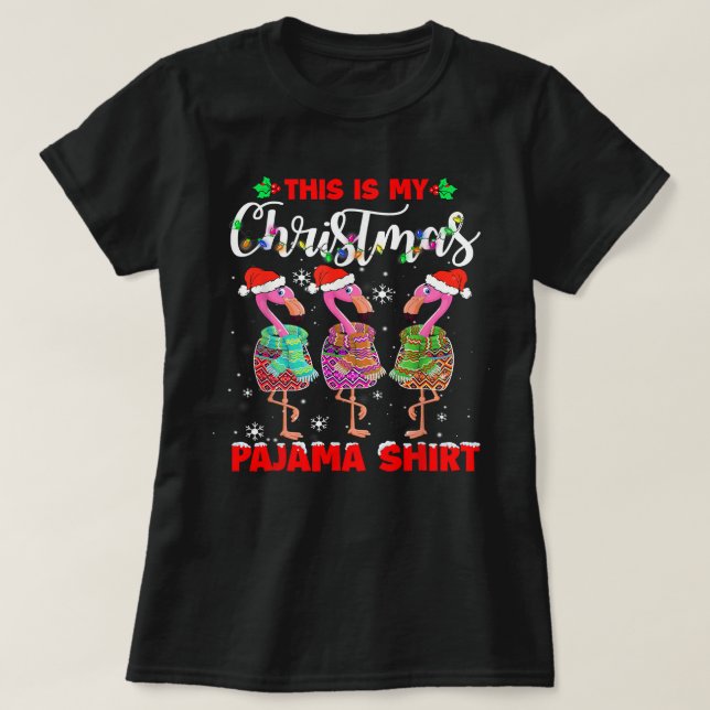 T-shirt Flamant rose Tropical C'Est Mon Pyjama De Noël Fla (Design devant)