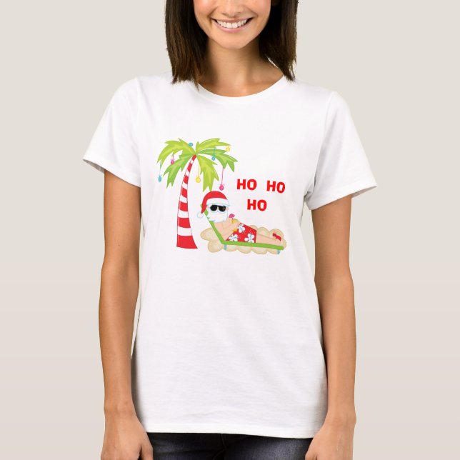 T-shirt Flamant rose Tropical Christmas Tree (Devant)