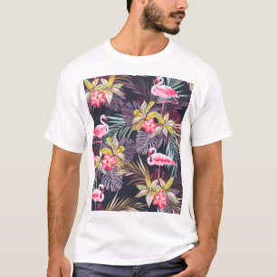 T-shirt Flamant rose Tropical : Motif sans couture d'été