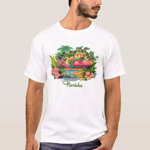 T-shirt Flamants roses roses vintages de la Floride