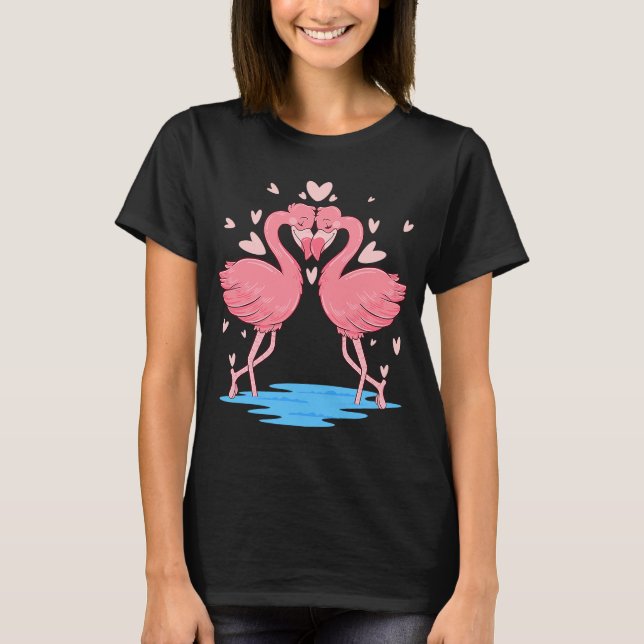T-shirt Flamants roses Saint Valentin pour un couple amour (Devant)