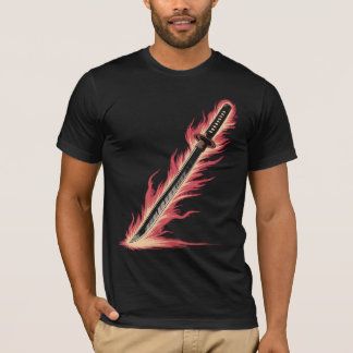 T-shirt Flaming Sword Tee | Fire Blade Graphic Shirt
