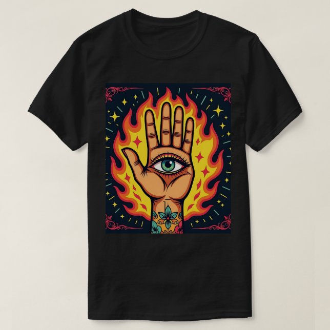 T-shirt Flaming Third Eye Hand (Design devant)