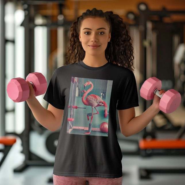 T-shirt Flamingle - Flamant rose Wear - entraînement de gy (Add a splash of fun to your workout with "Let's Flamingue," featuring a stylish flamingo!)