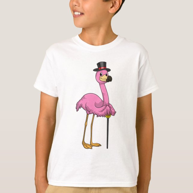 T-shirt Flamingo as Pensioner with Walking stick (Devant)