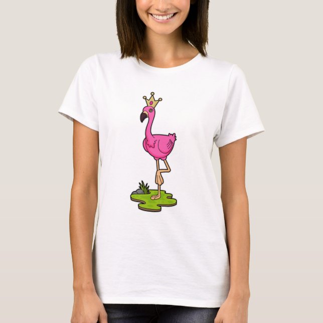T-shirt Flamingo as Princess with Crown (Devant)