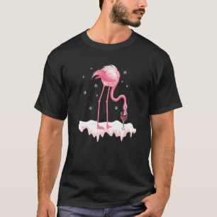 T-shirt Flamingo Christmas Tree Santa Hat Xmas Light Merry