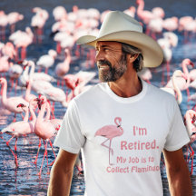 Flamingo de pelouse drôle à la retraite