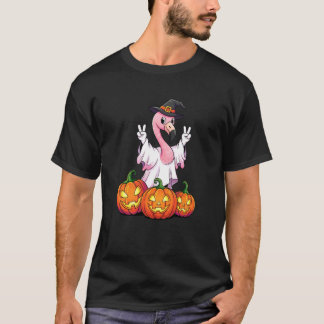T-shirt Flamingo Fantôme Citrouille Drôle Boo Halloween En