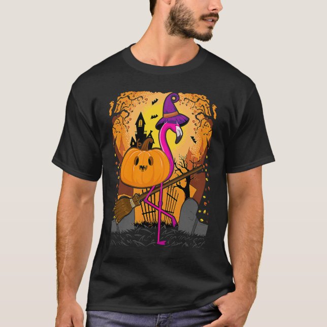T-shirt Flamingo  Halloween   Pumpkin Flamingo Halloween (Devant)