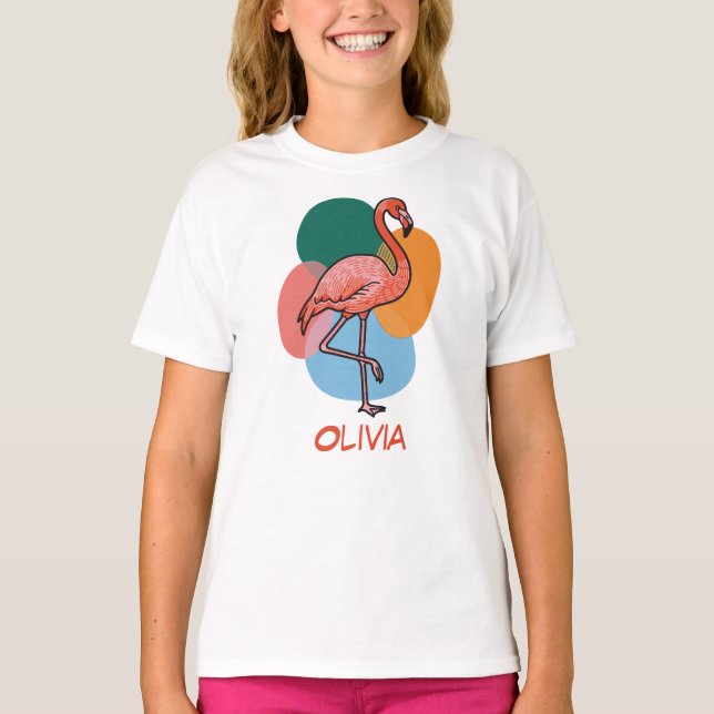 T-shirt Flamingo Pop art colorful (Devant)