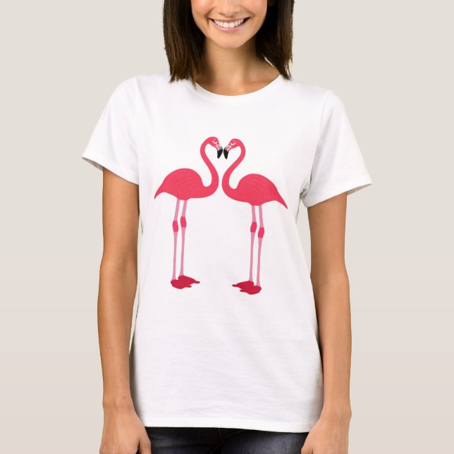 T-shirt Flamingo rose-oiseau-coeur d'amour (Devant)