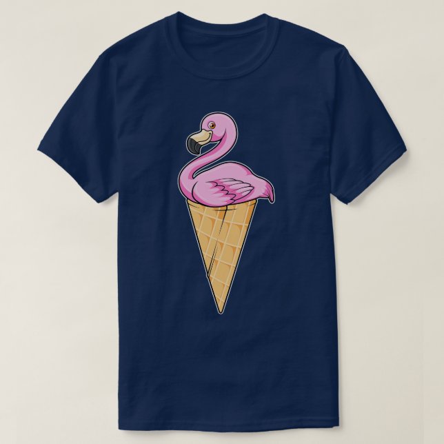 T-shirt Flamingo with Waffle of Ice cream (Design devant)