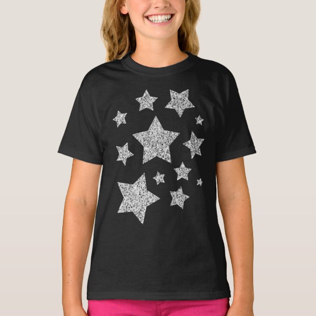 T-shirt Flamme de parties scintillant argent scintille noi (Devant)