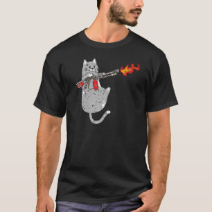 T-shirt Flamme Thrower Chat Flamethrower Fire Arme Kitty