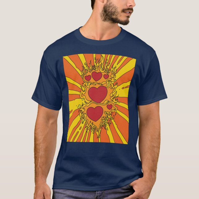 T-shirt Flammes Brûler Le Coeur En Feu (Devant)