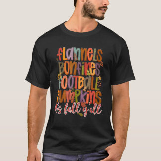 T-shirt Flannels Bonfires Football Citrouilles It's Fall Y