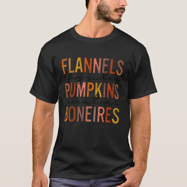 T-shirt Flannels Hayrides Chandails Citrouille Bonfires Re (Devant)